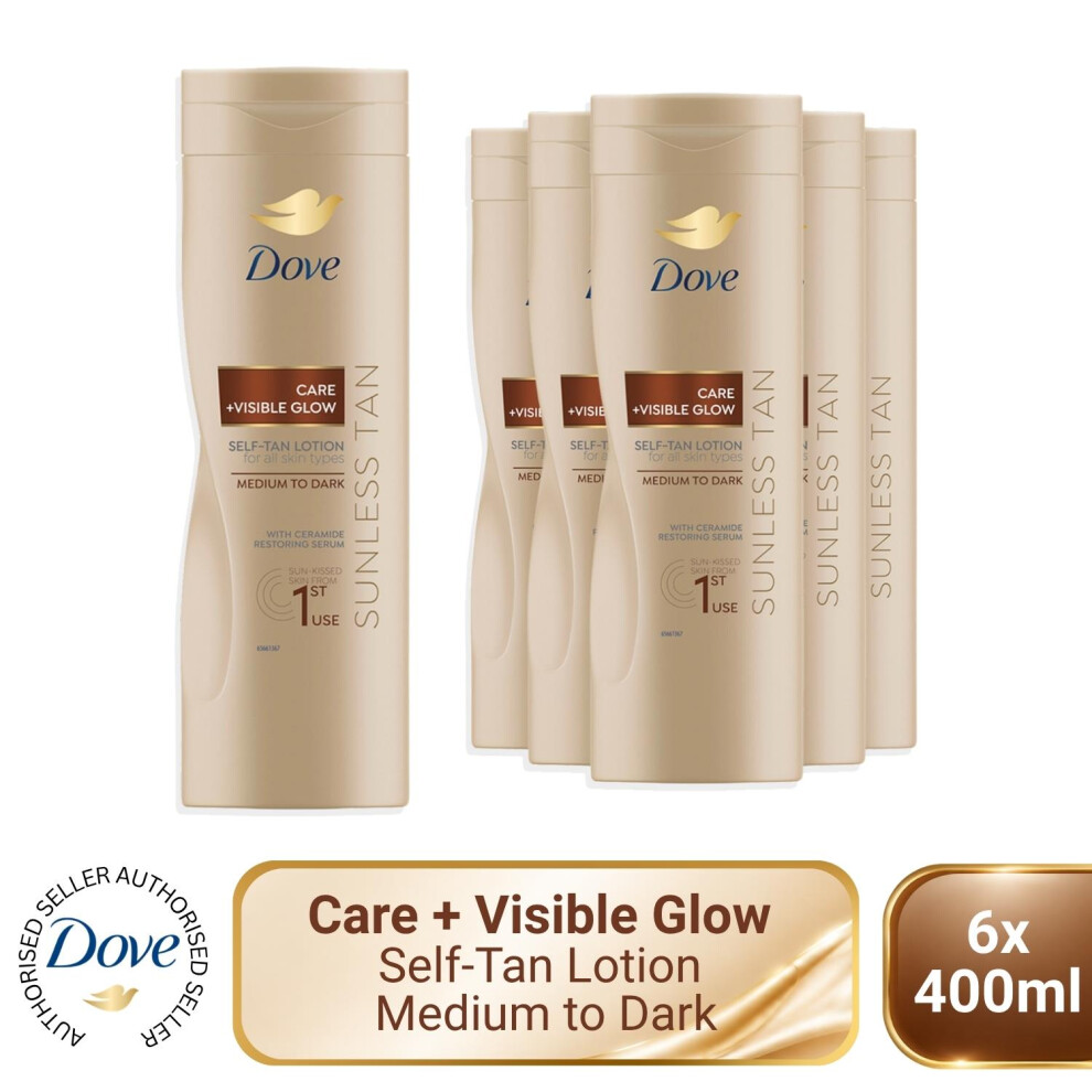 Dove Women's Gold Self-Tan 'Lotion' For Medium-Dark Skin, 6X400ml In - Image 4