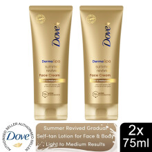 Dove Derma Spa Face Cream Summer Revived Self Tan for Fair to Medium Skin 2x75ml