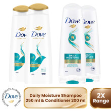 Dove Daily Moisture Shampoo 250ml & Conditioner 200ml Bundle for Dry Hair 2 Pack