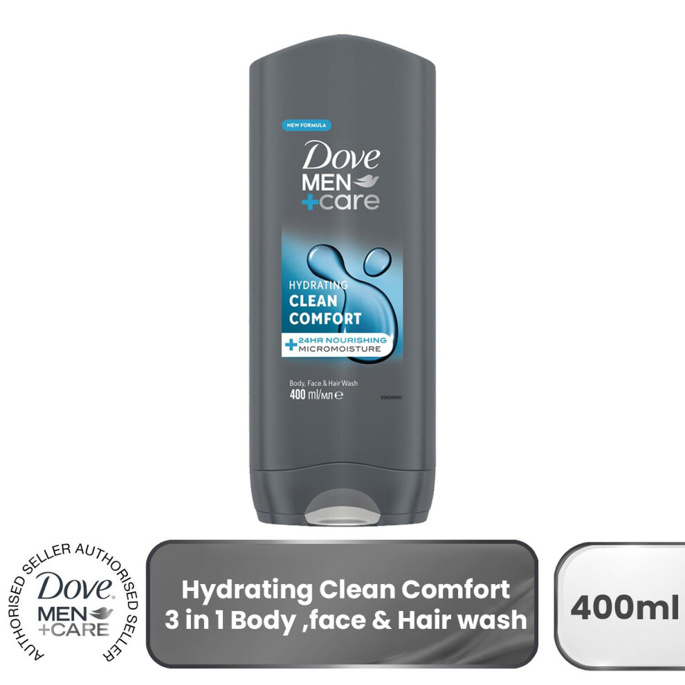 3x Dove Men+ Care Clean Comfort, 400 ml, Shower Gel for Men, Body Wash, Shampoo - Image 7