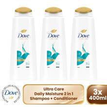 Dove Ultra Care 2-in-1 Shampoo & Conditioner - Daily Moisture 3x400 ml