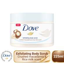 Dove Exfoliating Body Scrub Crushed Macadamia & Rice Milk, 225ml