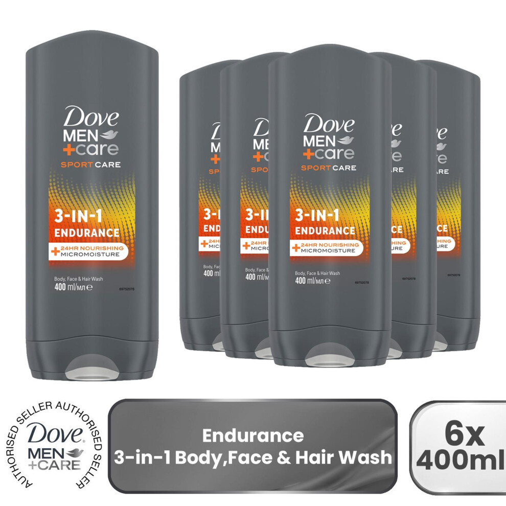 Dove Grey Men's Men+Care 'Hair, Face & Body Wash' 3 In 1 Endurance, 3X400ml In - Image 5