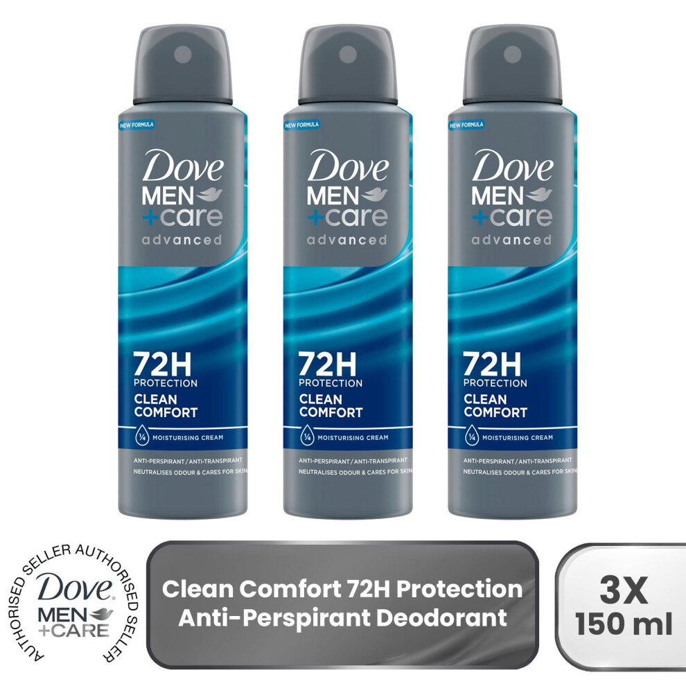 Dove Men's Cream +Care Advanced Anti-Perspirant Aerosol Clean Comfort 150Ml - Image 2