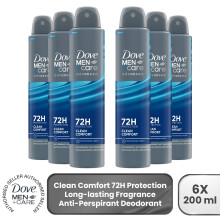 6x Dove Anti-Perspirant Men+Care Advanced Clean Comfort 72H Protection Deo, 200ml