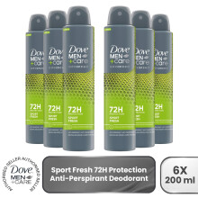 6x Dove Anti-Perspirant Men+Care Advanced Sport Fresh 72H Protection Deo, 200ml