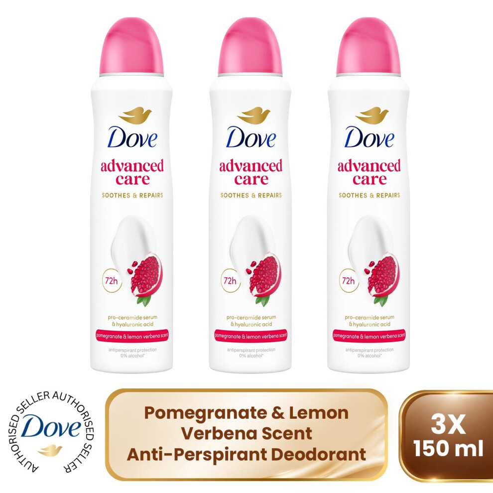 Dove Women's White 'Antiperspirant' Pomegranate & Lemon Deo For 3X 150Ml In - Image 7