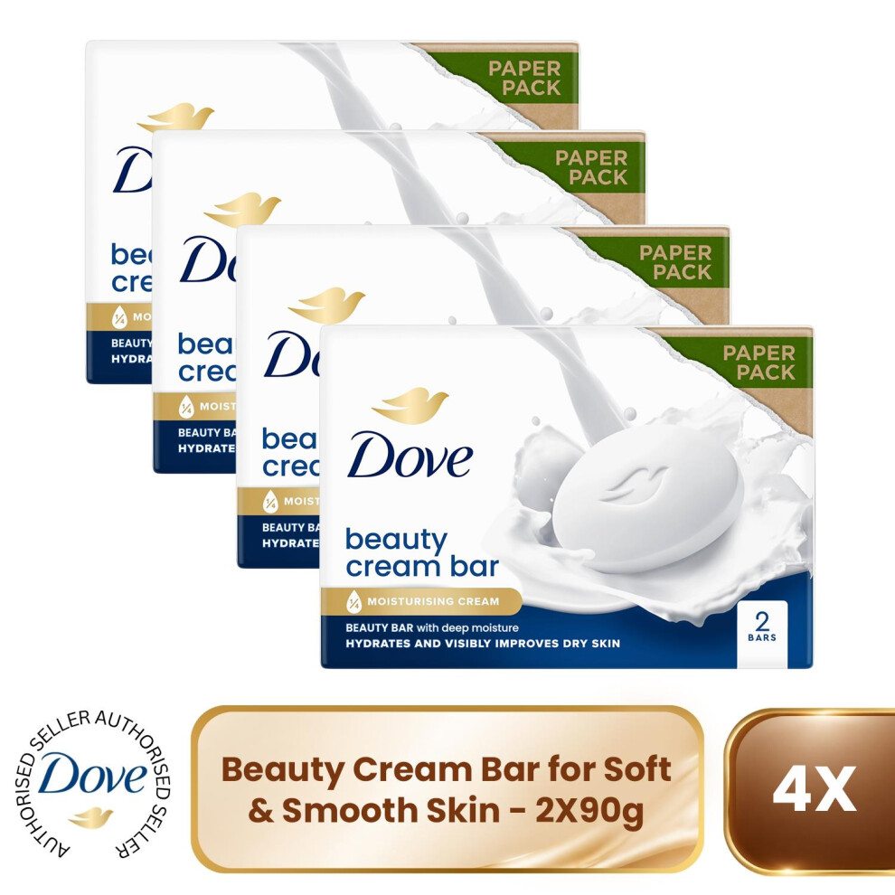 Dove Orignal Moisturising Beauty Cream Bar for Soft & Smooth Skin, 2x90g, 4 Pack - Image 6