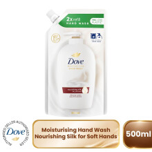 Dove Moisturising Hand Wash Silky Soft Eco-Refill 500ml, Nourishing Silk