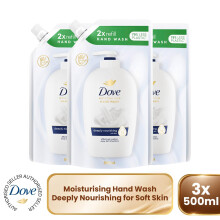Dove Moisturising Hand Wash Eco-Refill 500ml, Deeply Nourishing 3 Pack