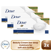 Dove Orignal Moisturising Beauty Cream Bar for Soft & Smooth Skin, 6x90g, 3 Pack