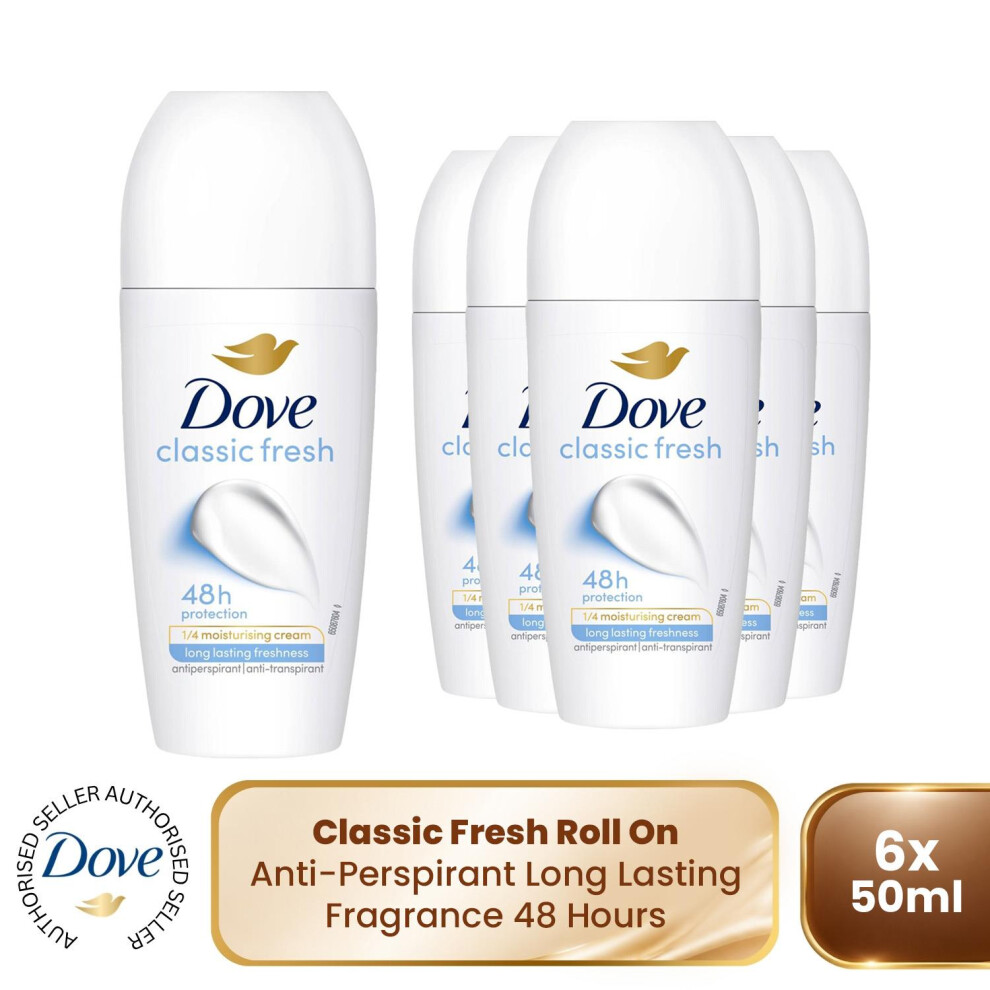 Dove Classic Fresh Roll On Antiperspirant Long Lasting Fragrance, 12x50ml in White - Image 7