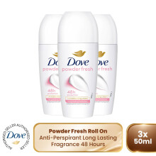 Dove Powder Soft Roll On Anti-Perspirant Long Lasting Fragrance 48H, 3x50ml