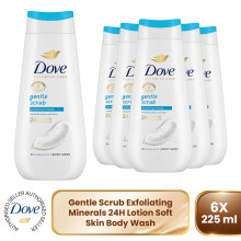 Dove Advanced Care Body Wash Gentle Scrub 24H Renewing Micromoisture 225ml, 6pk