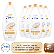 Dove Fruity Nourish Body Wash 0% Sulfate SLES for Soft & Smoother Skin, 6x225ml