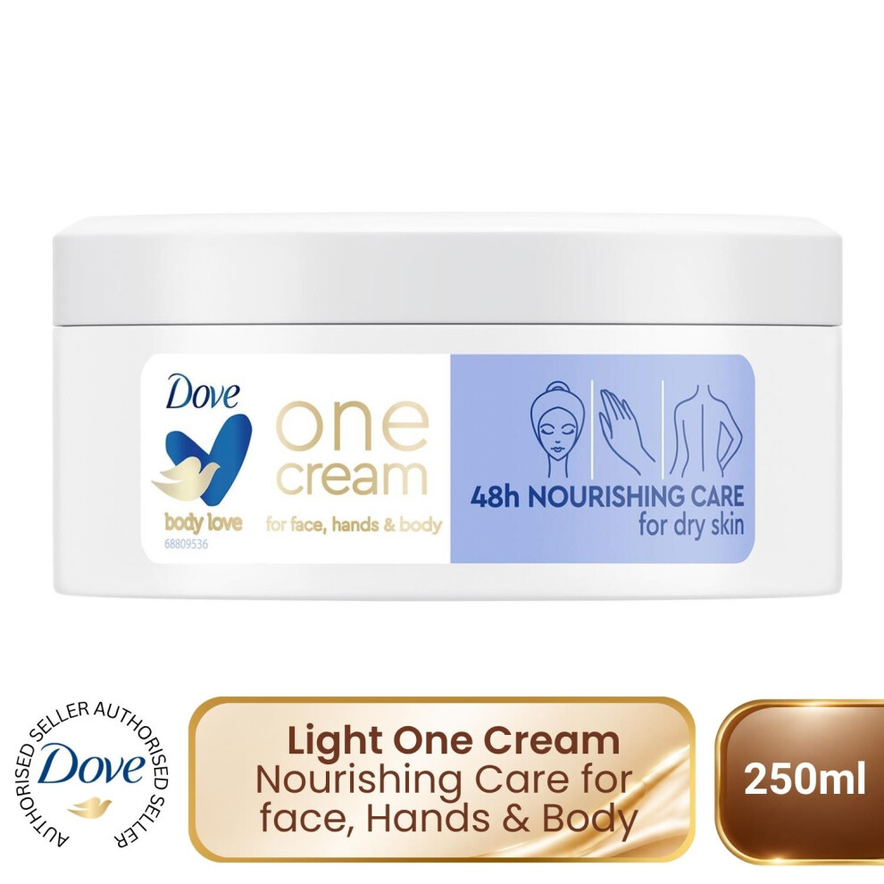 Dove Light One Cream Nourshing Care 250Ml, Face, Hands & Body For Dry Skin