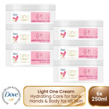 Dove Light One Cream Hydrating Care 250ml, Face Hands & Body for All Skin 6 Pack