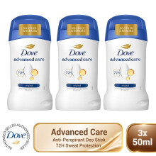 Dove Original Anti-Perspirant Deo Stick 50ml 3 Pack, 72H Sweat Protection