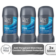 Dove Men+Care Anti-Perspirant Stick Clean Comfort 3x50ml 72H Sweat Protection