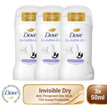 Dove Invisible Dry Anti-Perspirant Deo Stick 50ml 3 Pack, 72H Sweat Protection
