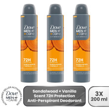 Dove Men+Care Advanced Anti Perspirant Deo Spray Sandalwood + Vanilla, 3x200ml