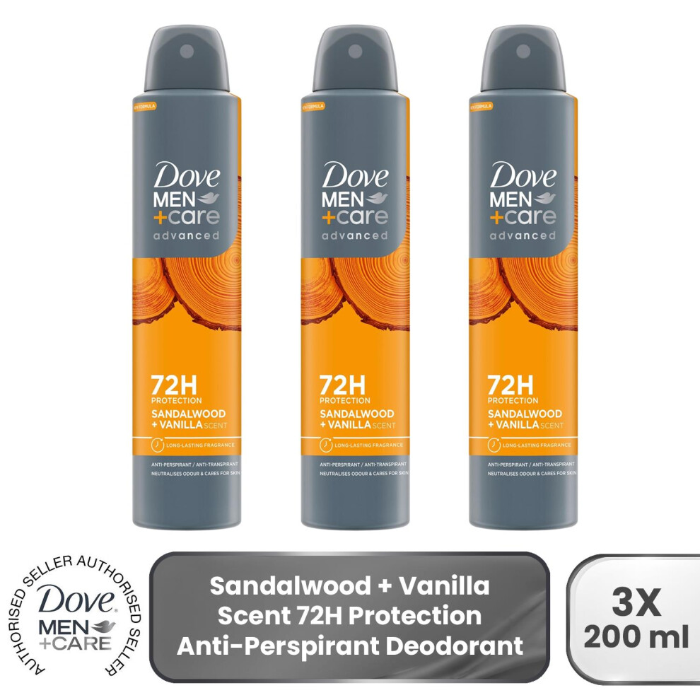 Dove Men's White +Care Advanced 'Deodorant Spray' 72Hrs Sweat Protection 200Ml, 3 Pack In - Image 9