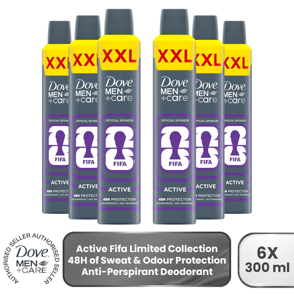 Dove Men+Care Fifa Active Anti-Perspirant Deodorant Spray 48H Protection 6X300ml