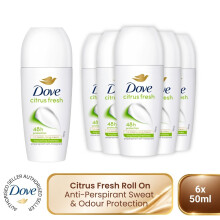 Dove Citrus Fresh Roll On Anti-Perspirant 48H Sweat & Odour Protection 50ml, 6Pk