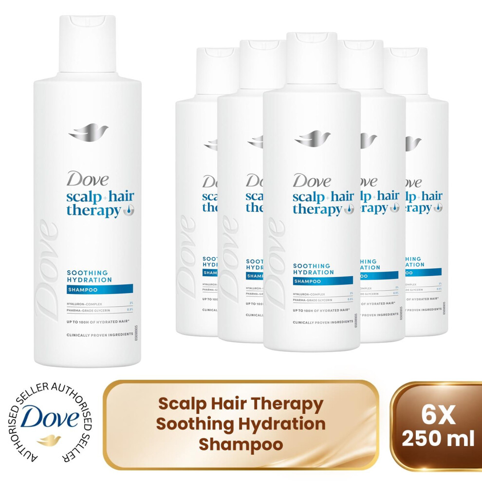 Dove Scalp + Hair Therapy Soothing Hydration Hyaluronic Acid Shampoo 250Ml, 6Pk - White - Image 3