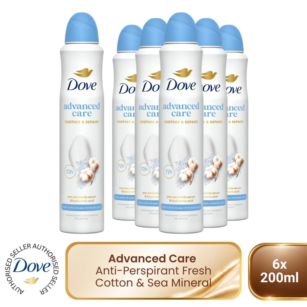 Dove Men+Care Dove Advanced Care Anti-Perspirant Deodorant Fresh Cotton & Sea Minerals 6X200ml