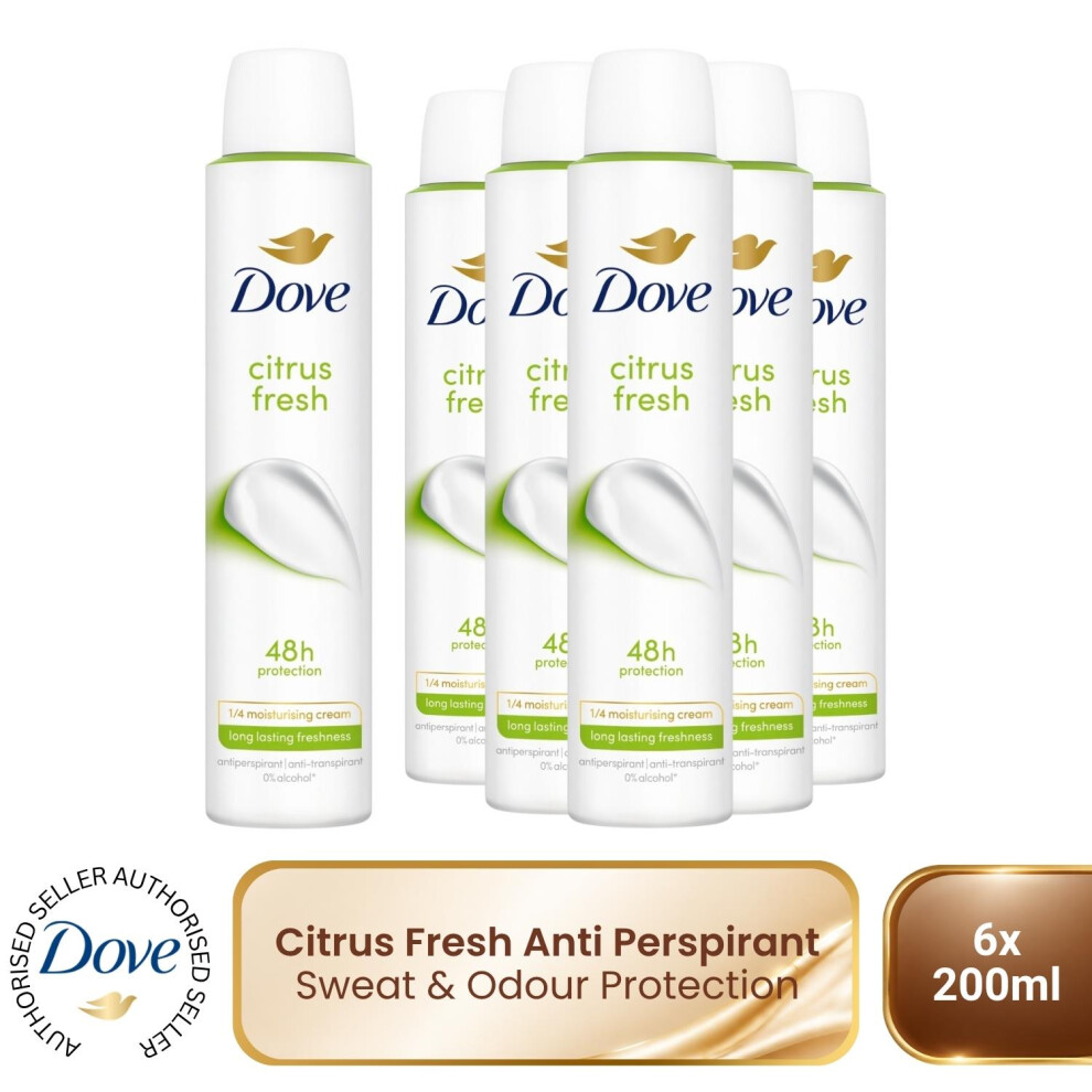 Dove Unisex Multi Citrus Fresh Anti-Perspirant Aerosol 48H Odour Protection,6Pk 200Ml - Image 3