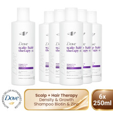 Dove Scalp + Hair Therapy Density & Growth Shampoo 6x250ml Biotin & Zinc