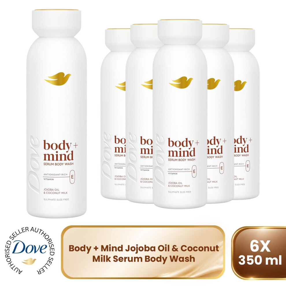 Dove Body + Mind Serum Body Wash Jojoba Oil Antioxidant & Vitamin E, 6X650ml
