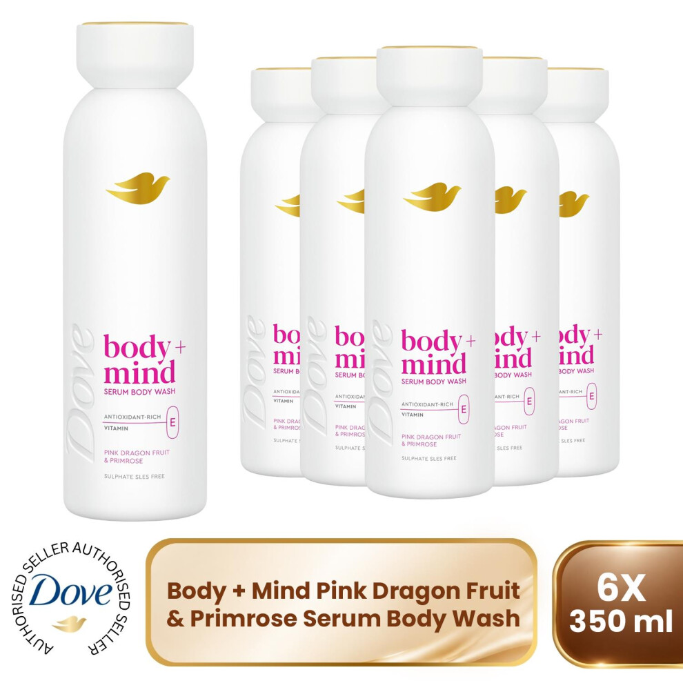 Dove Body + Mind Serum Body Wash Dragon Fruit Antioxidant & Vitamin E, 6X650ml