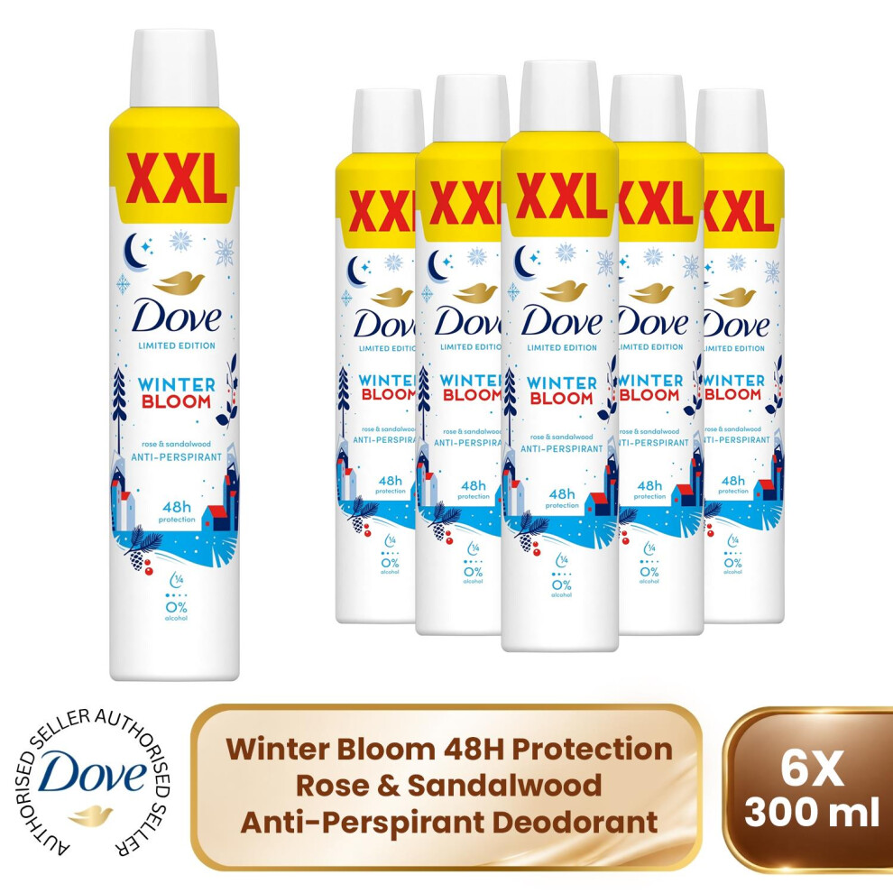Dove Anti-Perspirant Deodorant Winter Bloom, 48H Sweat Protection 300Ml 6 Pack
