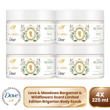 Dove Bridgerton Body Scrub - Love & Meadows Exfoliator Scrub 225ml 4 Pack