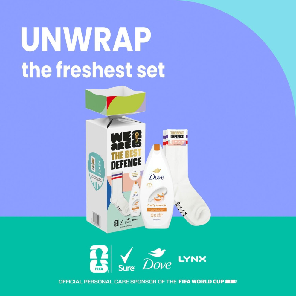 Dove Fruity Nourish Gift Set, Hydrating Body Wash & Socks Football Edition
