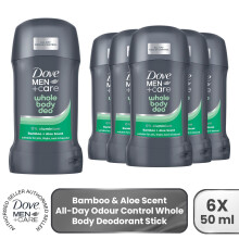Dove Men+Care Whole Body Deodorant Stick Bamboo & Aloe 0% Aluminium 6x50ml