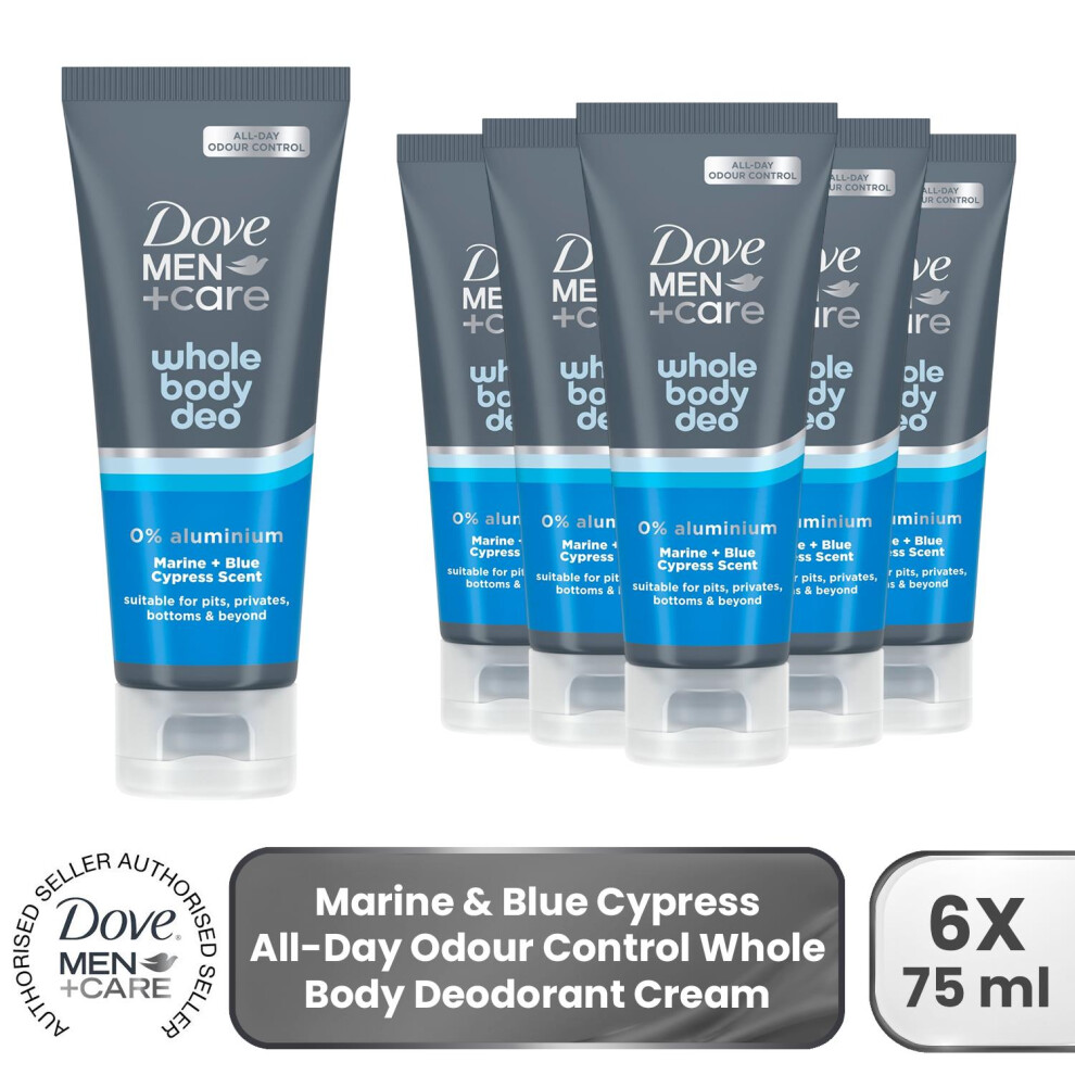 Dove Men+Care Whole Body Deodorant Cream Marine & Cypress 72H Protection, 6X75ml