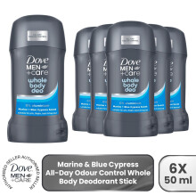 Dove Men+Care Whole Body Deodorant Stick Marine & Cypress 0% Aluminium 6x50ml