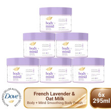 Dove Body+ Mind Body Scrub 6x95ml French Lavender & Oat Milk Exfoliating Scrub