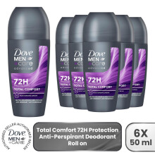 Dove Men+Care Antiperspirant Roll On Total Comfort, 72H Protection 50ml 6 Pack