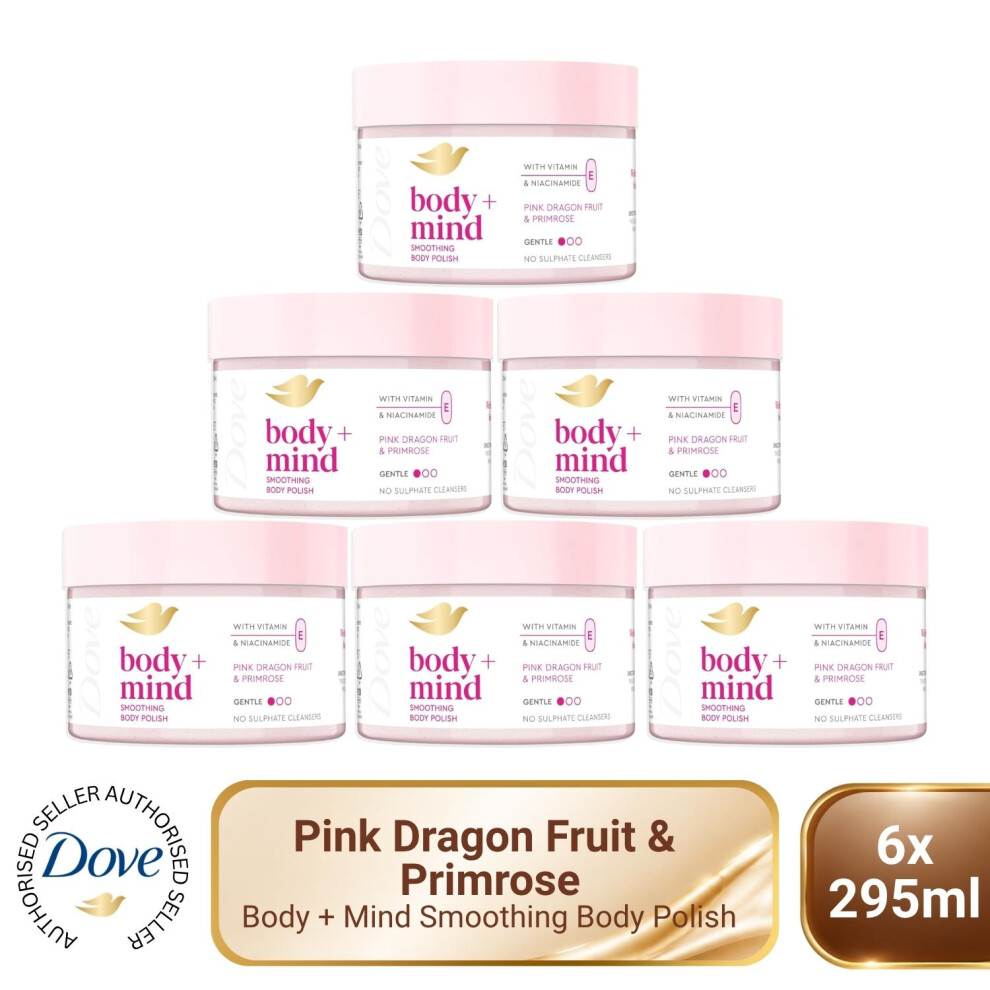 Dove Body+Mind Body Scrub 6X295ml Pink Dragon Fruit & Primrose Exfoliating Scrub