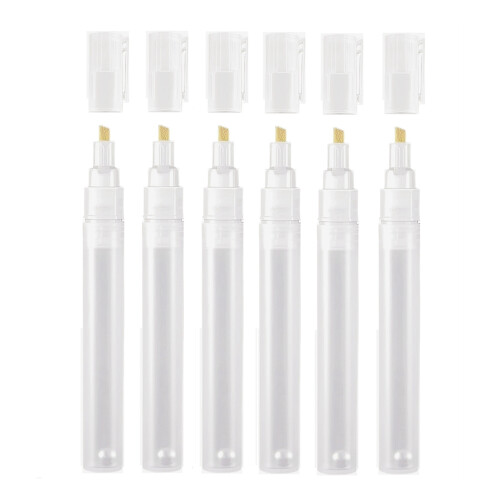 12Pcs Empty Fillable Blank Paint Touch  Pen Markers,Round Tilted- Paint  Pens 6mm 2