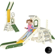 AIYAPLAY Tobogã Infantil Dobrável 5 em 1, Branco Creme, para 1-3 Anos