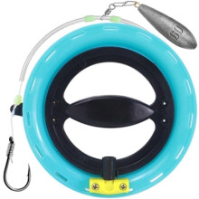 Carrete de pesca de linha manual, azul, 45m de linha de nylon 40#, para pesca de fundo