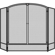 HOMCOM protetor de faíscas para lareira, dobrável de 3 painéis, 122x75 cm, preto
