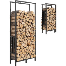 Outsunny estante de lenha, ajustável, 45,5-75,5x25x98-170 cm, preto