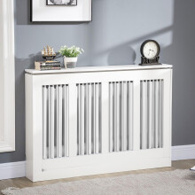 HOMCOM Cubre Radiadores de MDF com Ripas, Estante, 120x18x84 cm, Branco