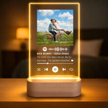 Lâmpada personalizada com foto e música, placa com código Spotify escaneável, luz LED, 21 x 17,5 cm